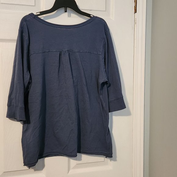 MXM Kelly 3/4 Sleeve Top, Blue, Size 1x - Picture 2 of 4